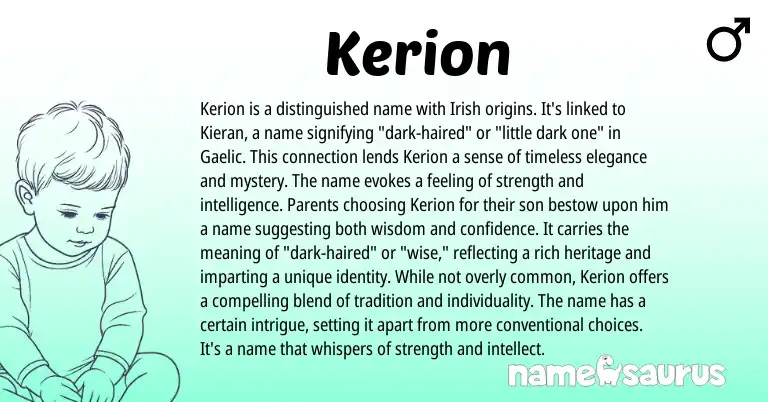 Infographic about Kerion name meaning, Kerion is a name from Irish origin(s).
