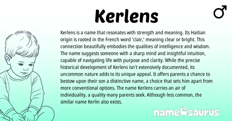 Infographic about Kerlens name meaning, Kerlens is a name from French, Haitian origin(s).