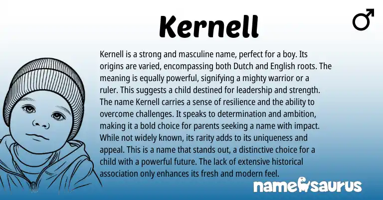Infographic about Kernell name meaning, Kernell is a name from English, Dutch origin(s).