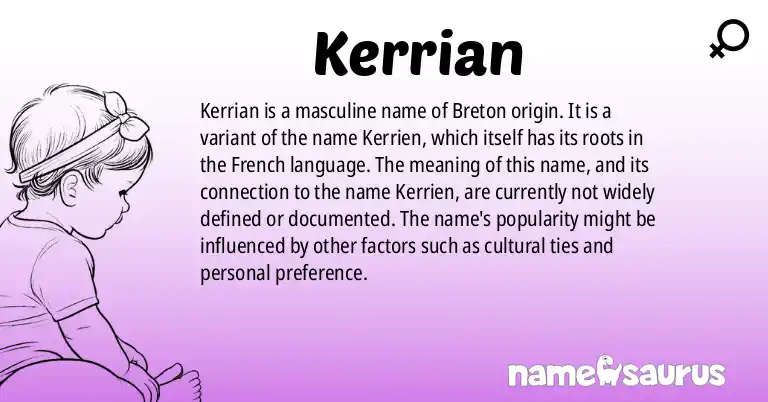 Infographic about Kerrian name meaning, Kerrian is a name from Breton origin(s).