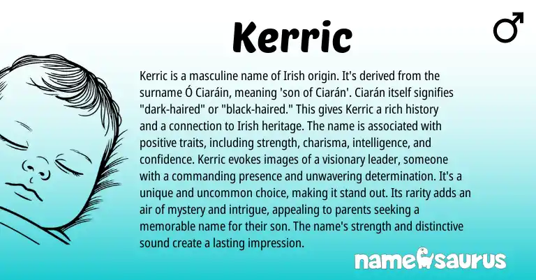 Infographic about Kerric name meaning, Kerric is a name from Irish origin(s).
