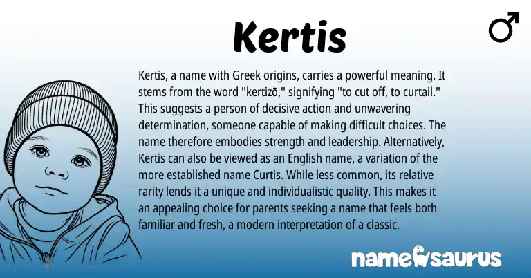 Infographic about Kertis name meaning, Kertis is a name from Greek origin(s).