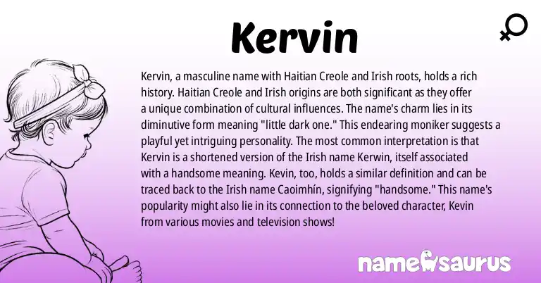 Infographic about Kervin name meaning, Kervin is a name from Haitian Creole, Irish origin(s).