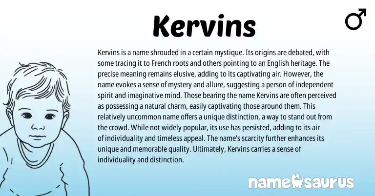 Infographic about Kervins name meaning, Kervins is a name from French origin(s).