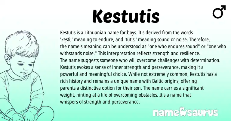 Infographic about Kestutis name meaning, Kestutis is a name from Lithuanian origin(s).