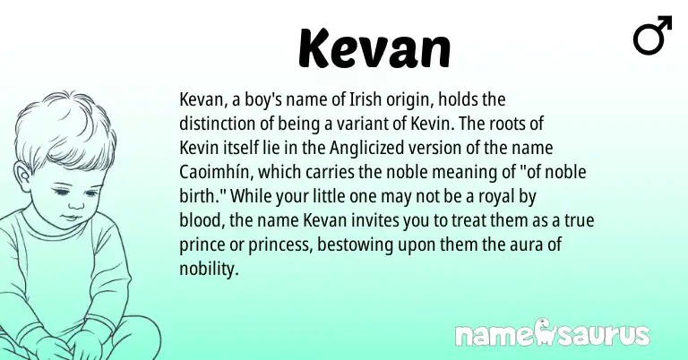 Infographic about Kevan name meaning, Kevan is a name from Irish origin(s).