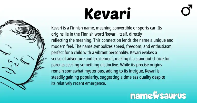 Infographic about Kevari name meaning, Kevari is a name from Finnish origin(s).