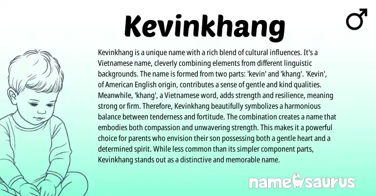 Infographic about Kevinkhang name meaning, Kevinkhang is a name from Vietnamese origin(s).