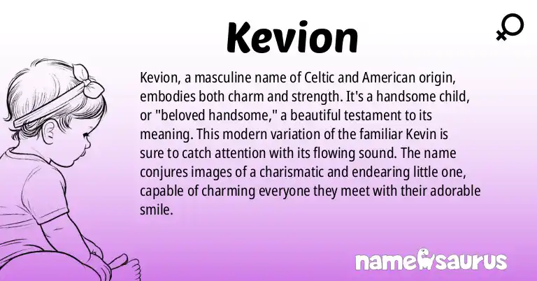 Infographic about Kevion name meaning, Kevion is a name from Celtic, American origin(s).