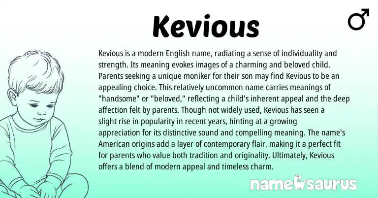 Infographic about Kevious name meaning, Kevious is a name from English origin(s).