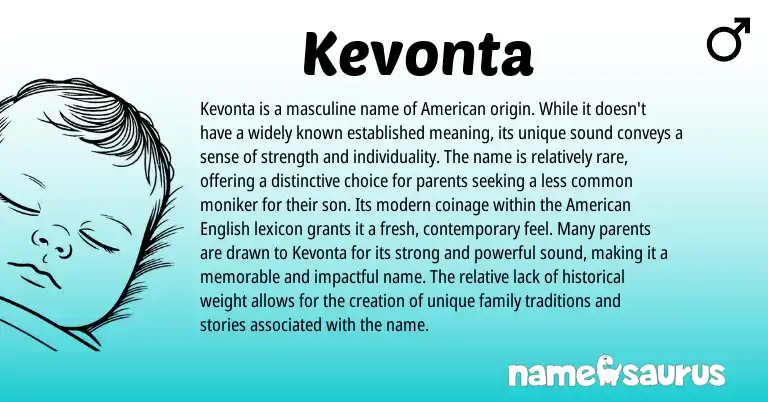 Infographic about Kevonta name meaning, Kevonta is a name from American origin(s).