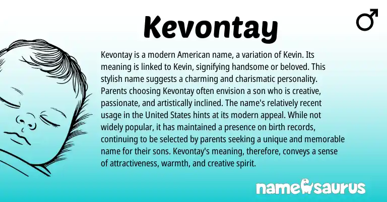 Infographic about Kevontay name meaning, Kevontay is a name from American origin(s).