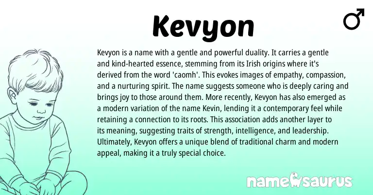 Infographic about Kevyon name meaning, Kevyon is a name from Irish origin(s).