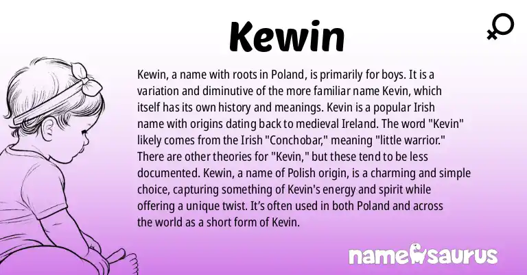 Infographic about Kewin name meaning, Kewin is a name from Polish origin(s).