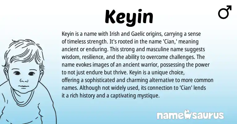 Infographic about Keyin name meaning, Keyin is a name from Celtic, Irish origin(s).