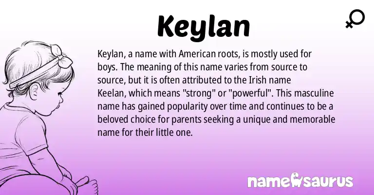 Infographic about Keylan name meaning, Keylan is a name from American origin(s).