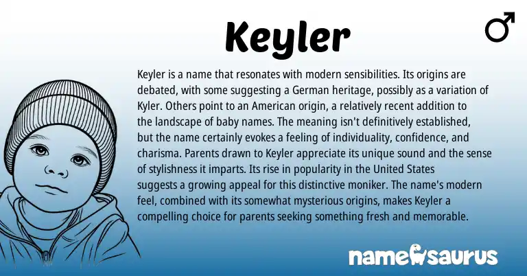 Infographic about Keyler name meaning, Keyler is a name from Germanic origin(s).