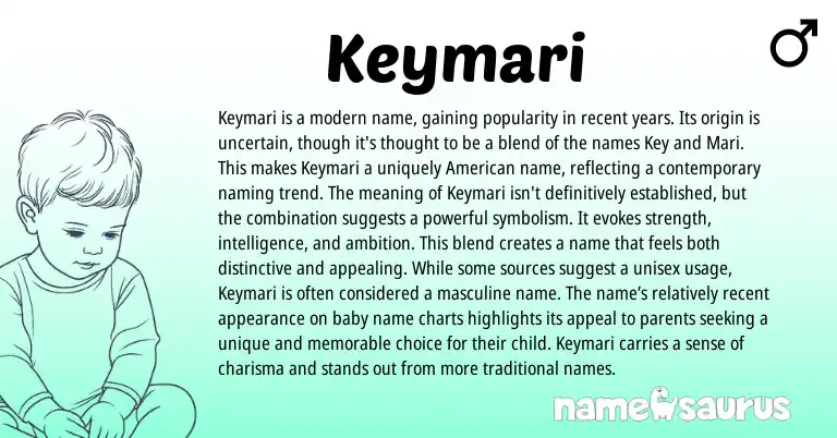 Infographic about Keymari name meaning, Keymari is a name from Mari origin(s).