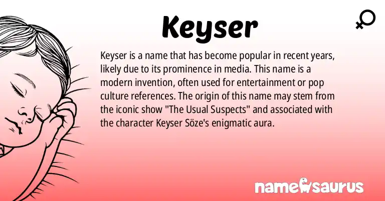Infographic about Keyser name meaning, Keyser is a name from Popular Culture origin(s).