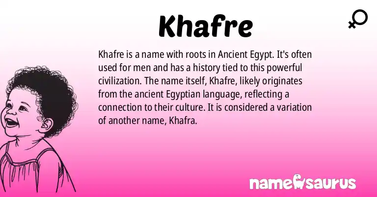 Infographic about Khafre name meaning, Khafre is a name from Ancient Egyptian origin(s).