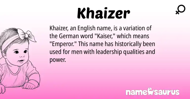 Infographic about Khaizer name meaning, Khaizer is a name from English origin(s).