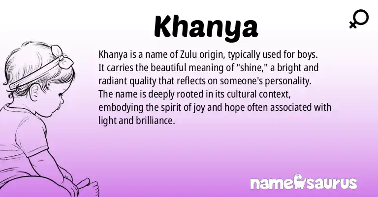 Infographic about Khanya name meaning, Khanya is a name from Zulu origin(s).