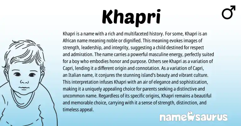 Infographic about Khapri name meaning, Khapri is a name from African origin(s).