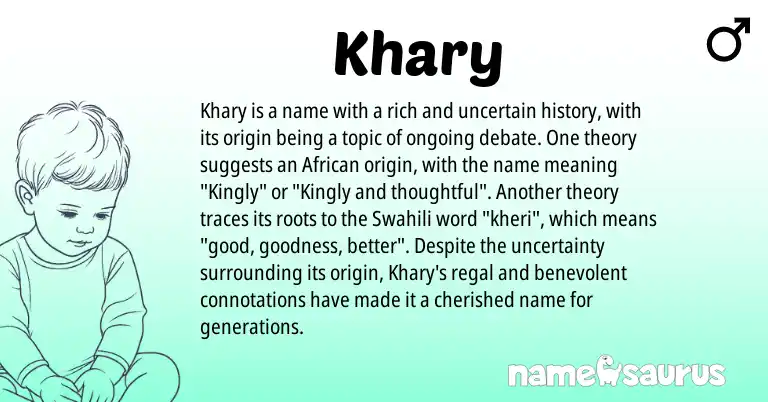 Infographic about Khary name meaning, Khary is a name from Swahili, African origin(s).
