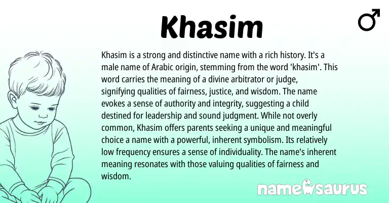 Infographic about Khasim name meaning, Khasim is a name from Arabic origin(s).