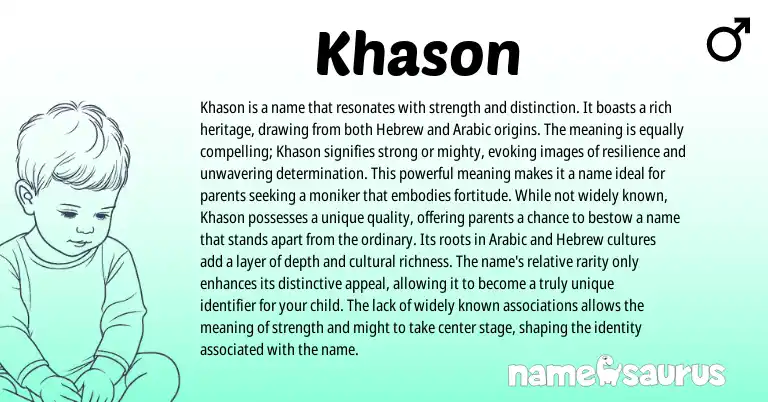 Infographic about Khason name meaning, Khason is a name from Hebrew, Arabic origin(s).