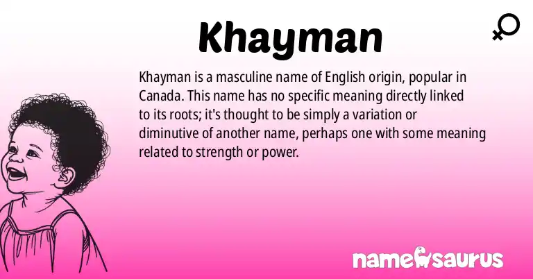 Infographic about Khayman name meaning, Khayman is a name from English (Canadian) origin(s).