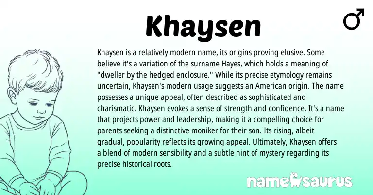 Infographic about Khaysen name meaning, Khaysen is a name from Other origin(s).