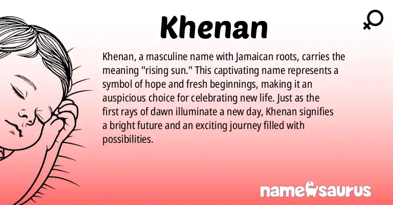 Infographic about Khenan name meaning, Khenan is a name from Jamaican origin(s).