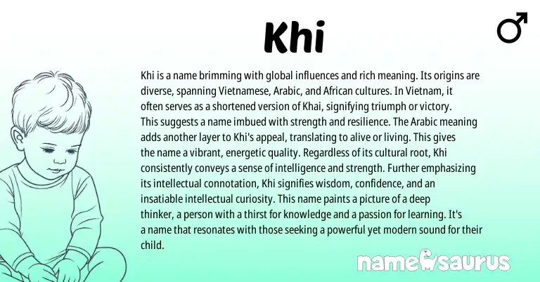 Infographic about Khi name meaning, Khi is a name from Vietnamese origin(s).