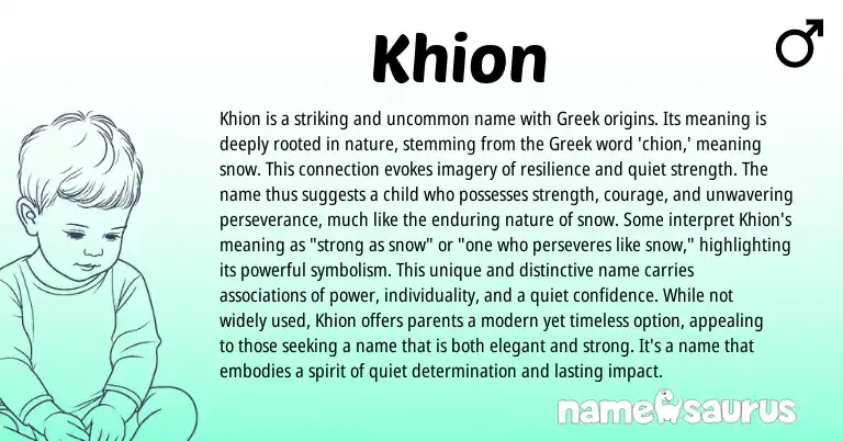 Infographic about Khion name meaning, Khion is a name from Greek origin(s).