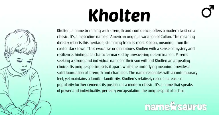 Infographic about Kholten name meaning, Kholten is a name from English origin(s).
