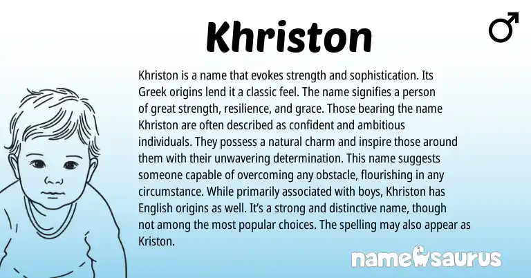Infographic about Khriston name meaning, Khriston is a name from Greek origin(s).