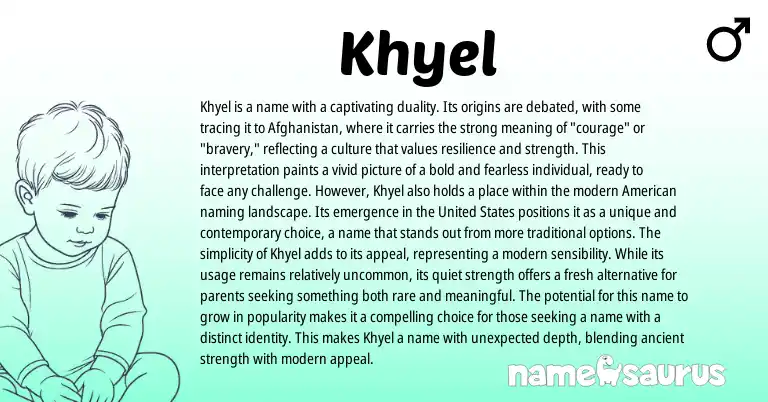 Infographic about Khyel name meaning, Khyel is a name from Pashto, Afghan origin(s).