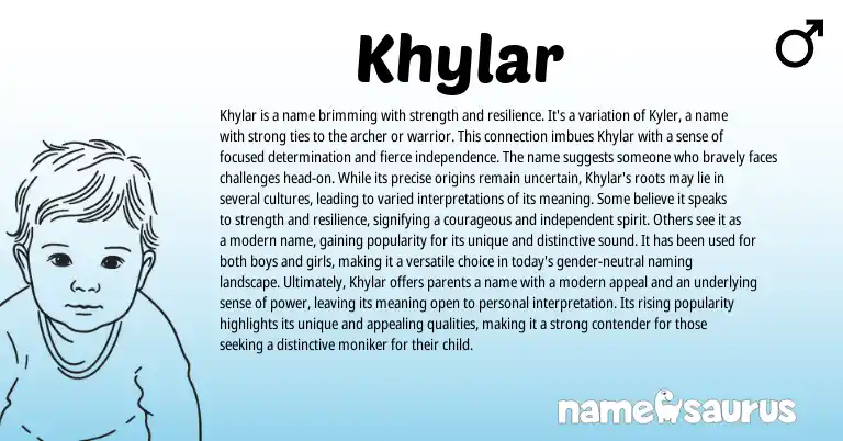 Infographic about Khylar name meaning, Khylar is a name from English origin(s).