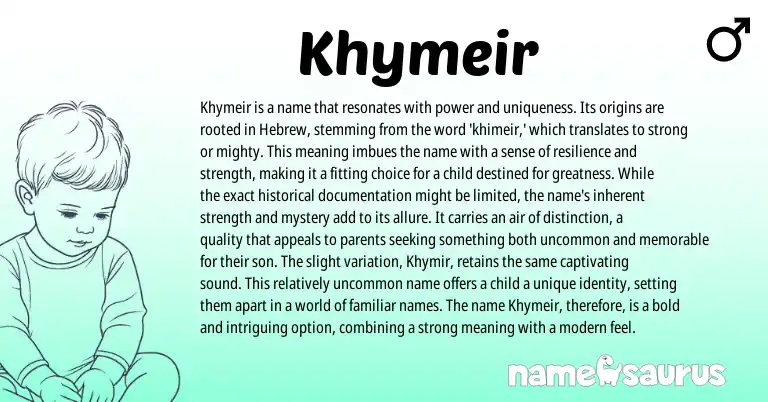 Infographic about Khymeir name meaning, Khymeir is a name from Hebrew origin(s).