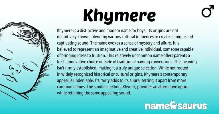 Infographic about Khymere name meaning, Khymere is a name from Other origin(s).