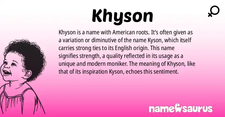 Infographic about Khyson name meaning, Khyson is a name from American origin(s).