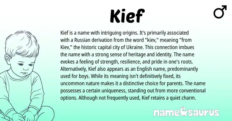 Infographic about Kief name meaning, Kief is a name from Germanic, Ukrainian, Russian origin(s).