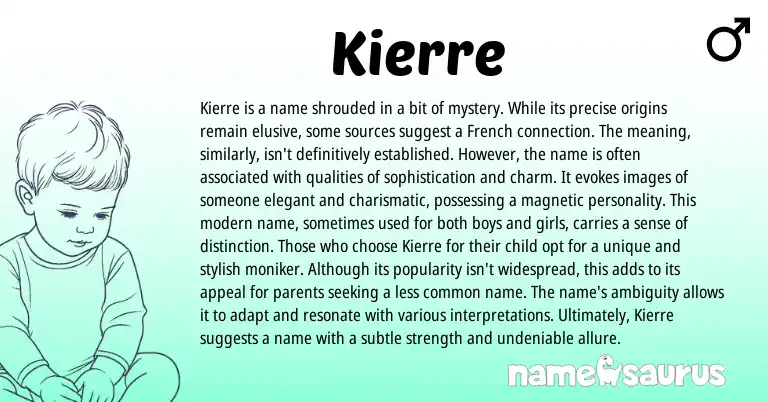 Infographic about Kierre name meaning, Kierre is a name from French, English origin(s).