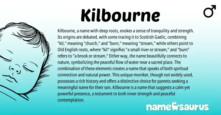 Infographic about Kilbourne name meaning, Kilbourne is a name from Scottish, Gaelic, English origin(s).