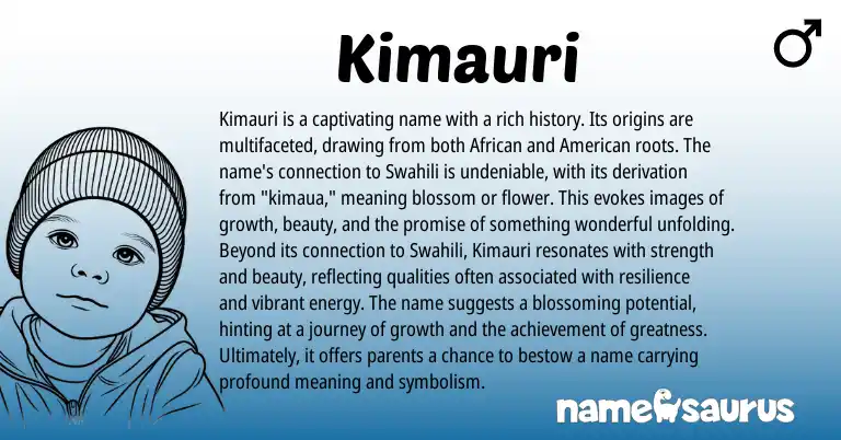 Infographic about Kimauri name meaning, Kimauri is a name from African, Swahili origin(s).