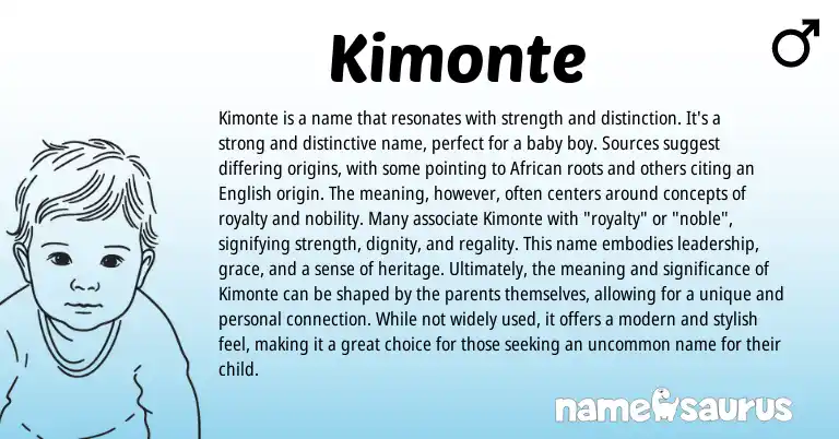 Infographic about Kimonte name meaning, Kimonte is a name from African, American origin(s).