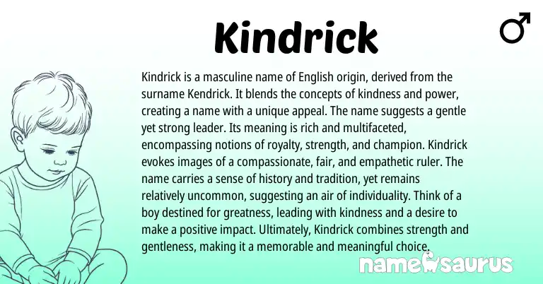 Infographic about Kindrick name meaning, Kindrick is a name from English origin(s).