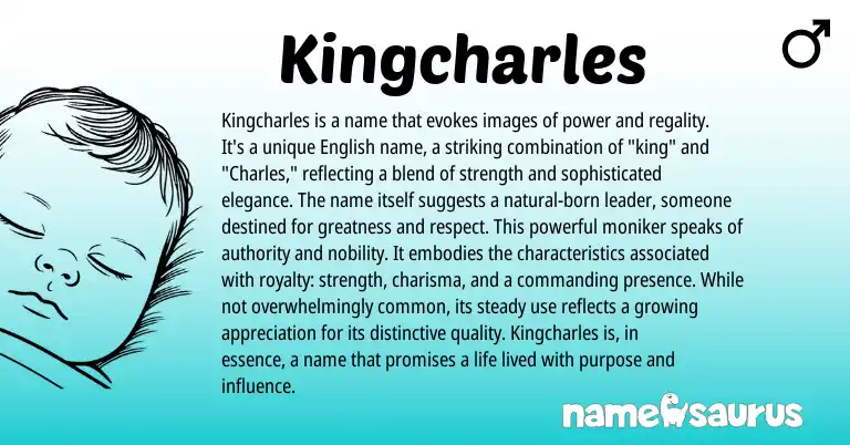 Infographic about Kingcharles name meaning, Kingcharles is a name from English origin(s).