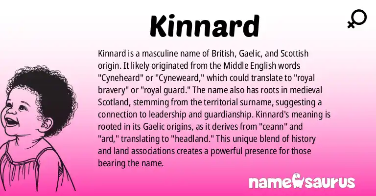 Infographic about Kinnard name meaning, Kinnard is a name from British, Gaelic, Scottish origin(s).